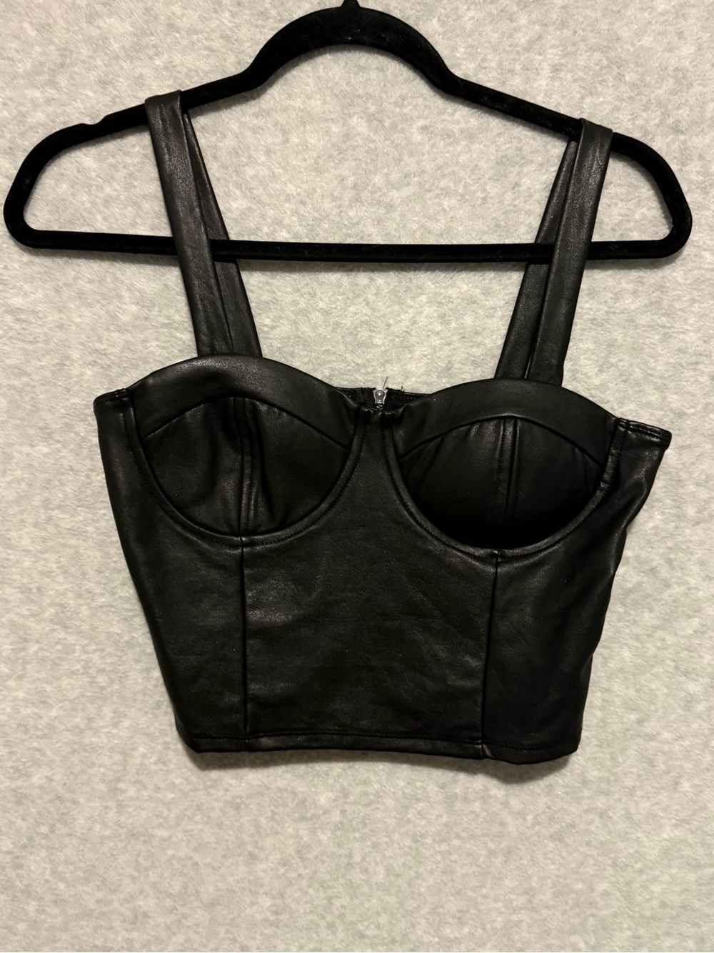 Black Faux Leather Bustier Crop Top